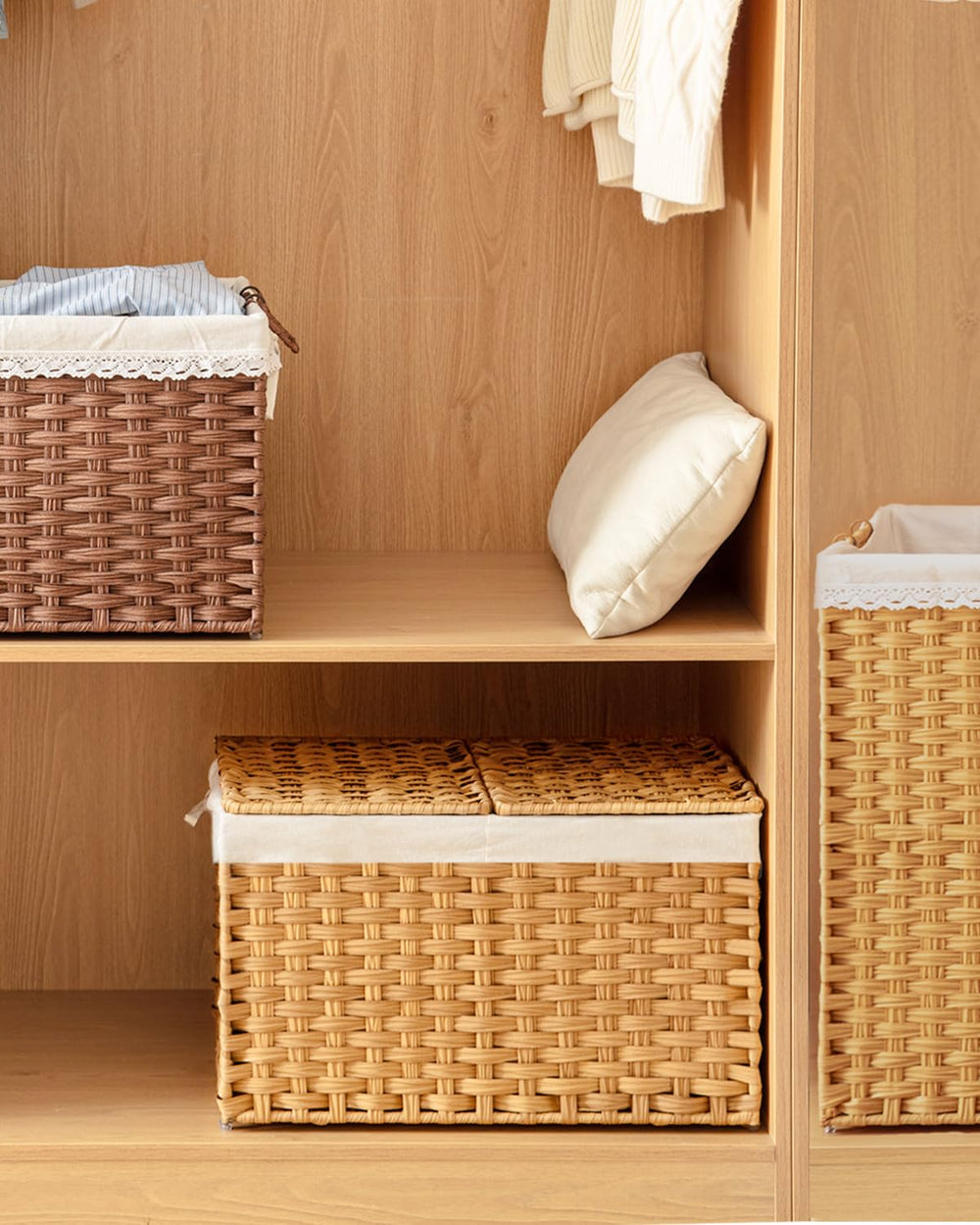 SETVSON panier intégré à une déco salon, dissimule le désordre