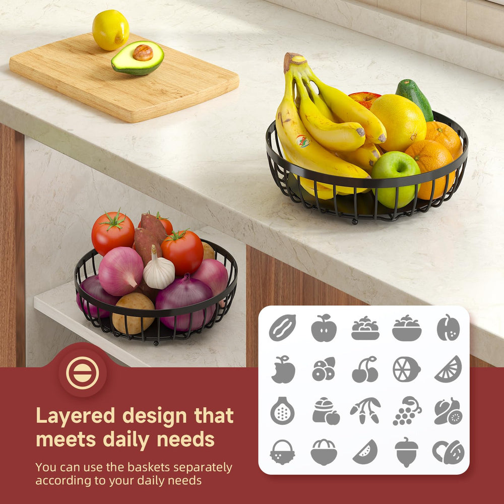 Sevenblue corbeille en usage sur plan de travail organise fruits
