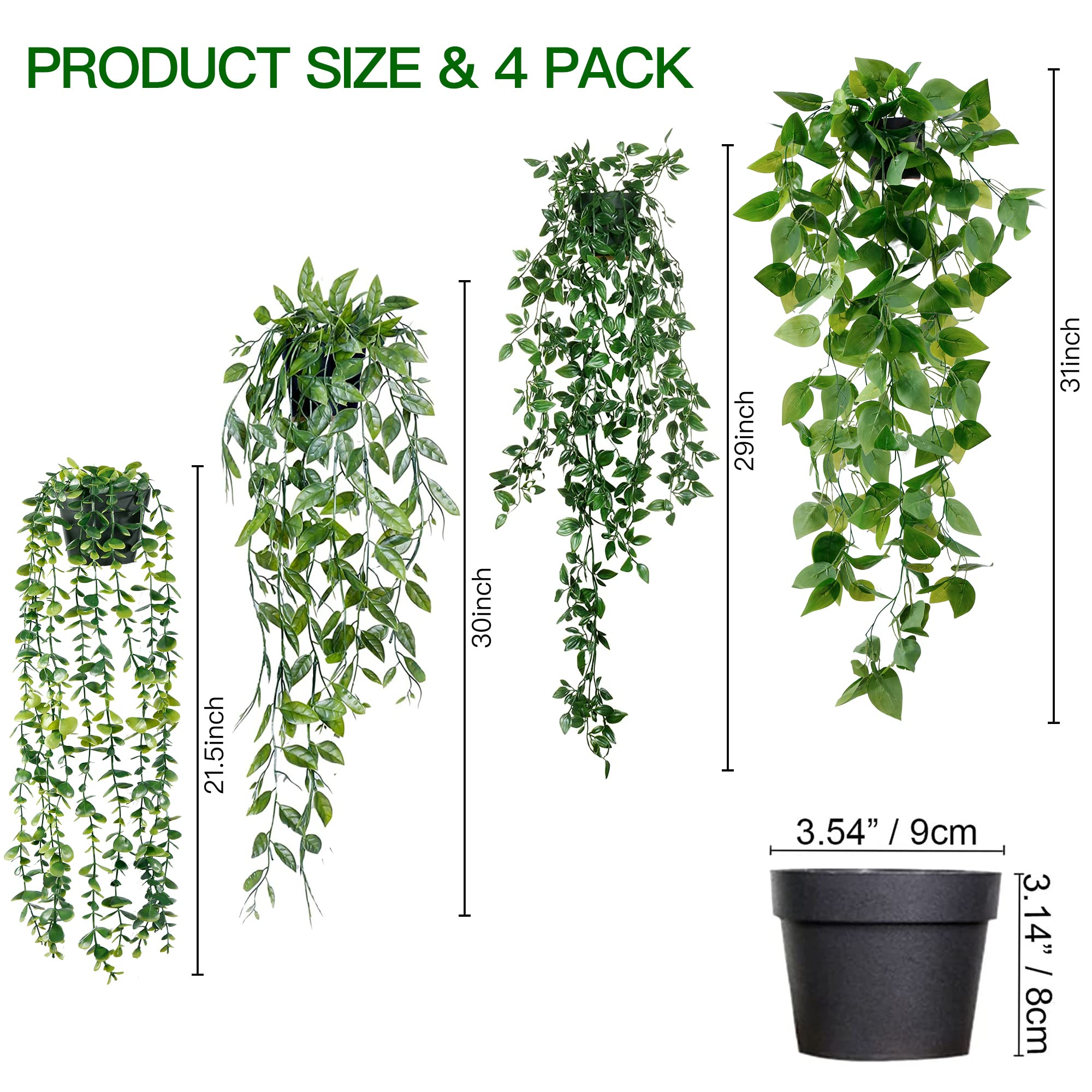 Sggvecsy quatre plantes ensemble, composition harmonieuse pour intérieur