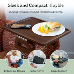 Shamrock Home plateau fixé sur un accoudoir avec assiette et télécommande pour dîner sur canapé