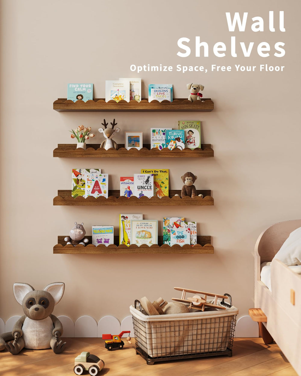 Shario étagère décorée dans une chambre bébé ajoutant charme et organisation