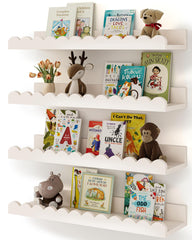 Shario étagère murale pack 4 blanc vue avant montrant rangement organisé