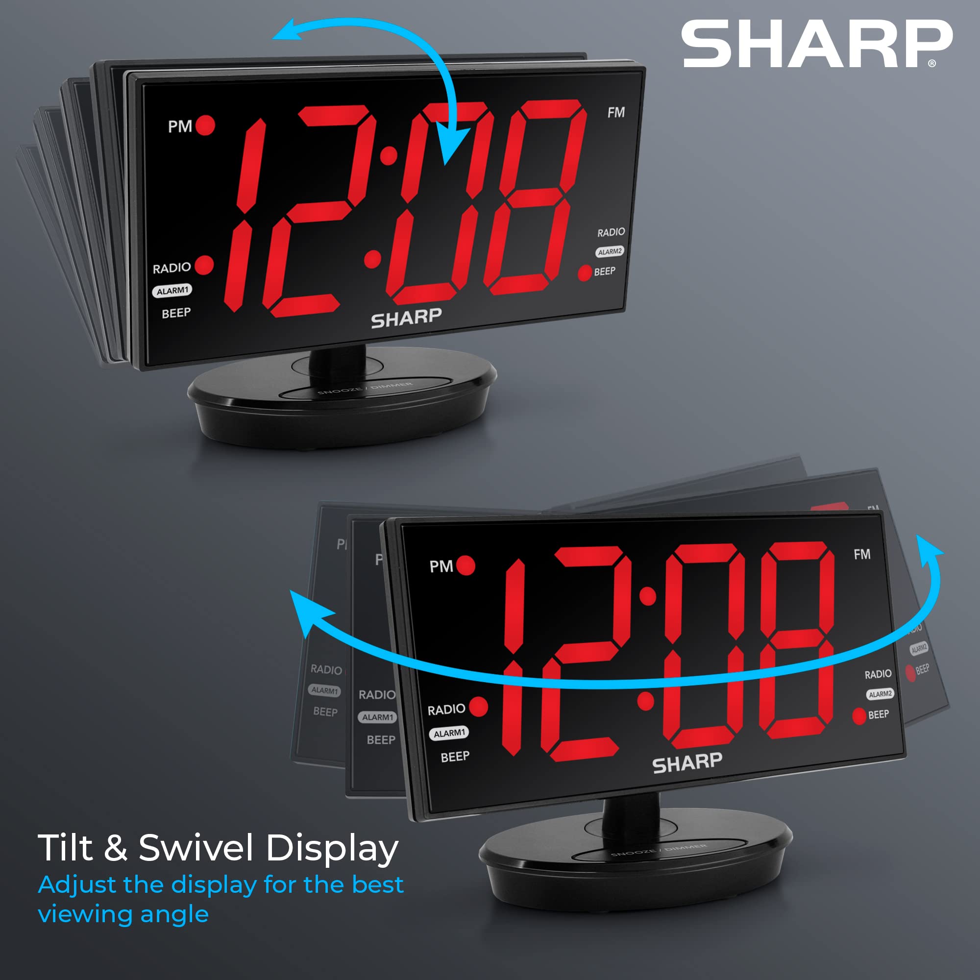 Sharp vue profil montrant inclinaison et pivot pour angle optimal