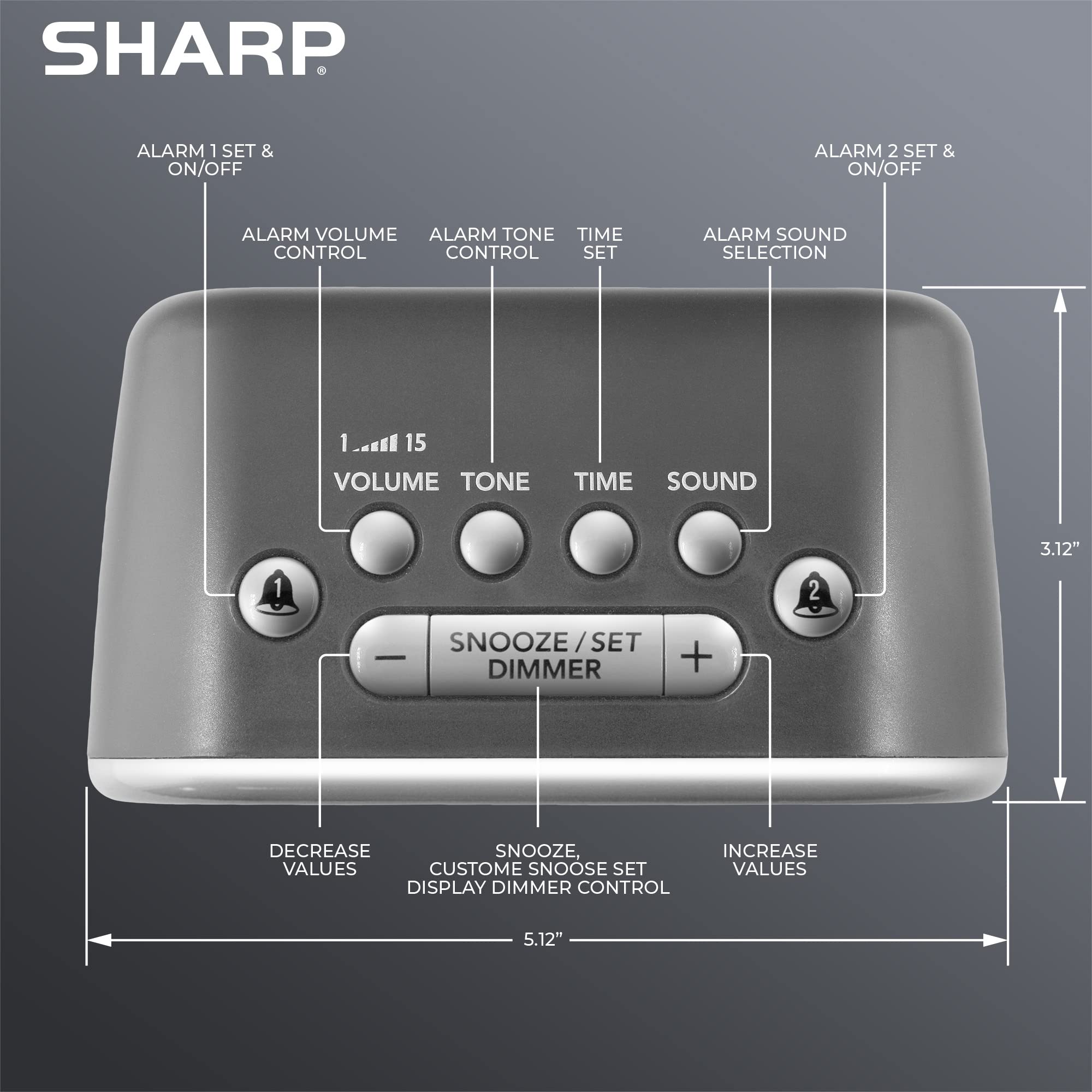 Sharp Big Bang vue latérale montrant matériaux et commandes robustes