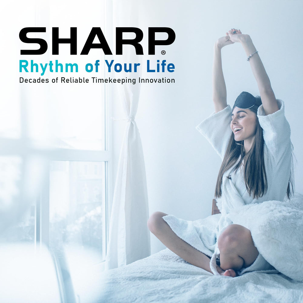 Sharp emballage ouvert montrant réveil et accessoires pour une installation rapide