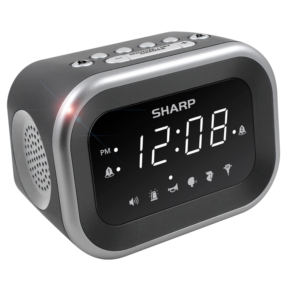 Sharp Big Bang face avant montrant l'affichage lisible et alarme puissante