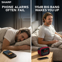 Sharp réveil vue profil montrant boutons de réglage pour une programmation simple
