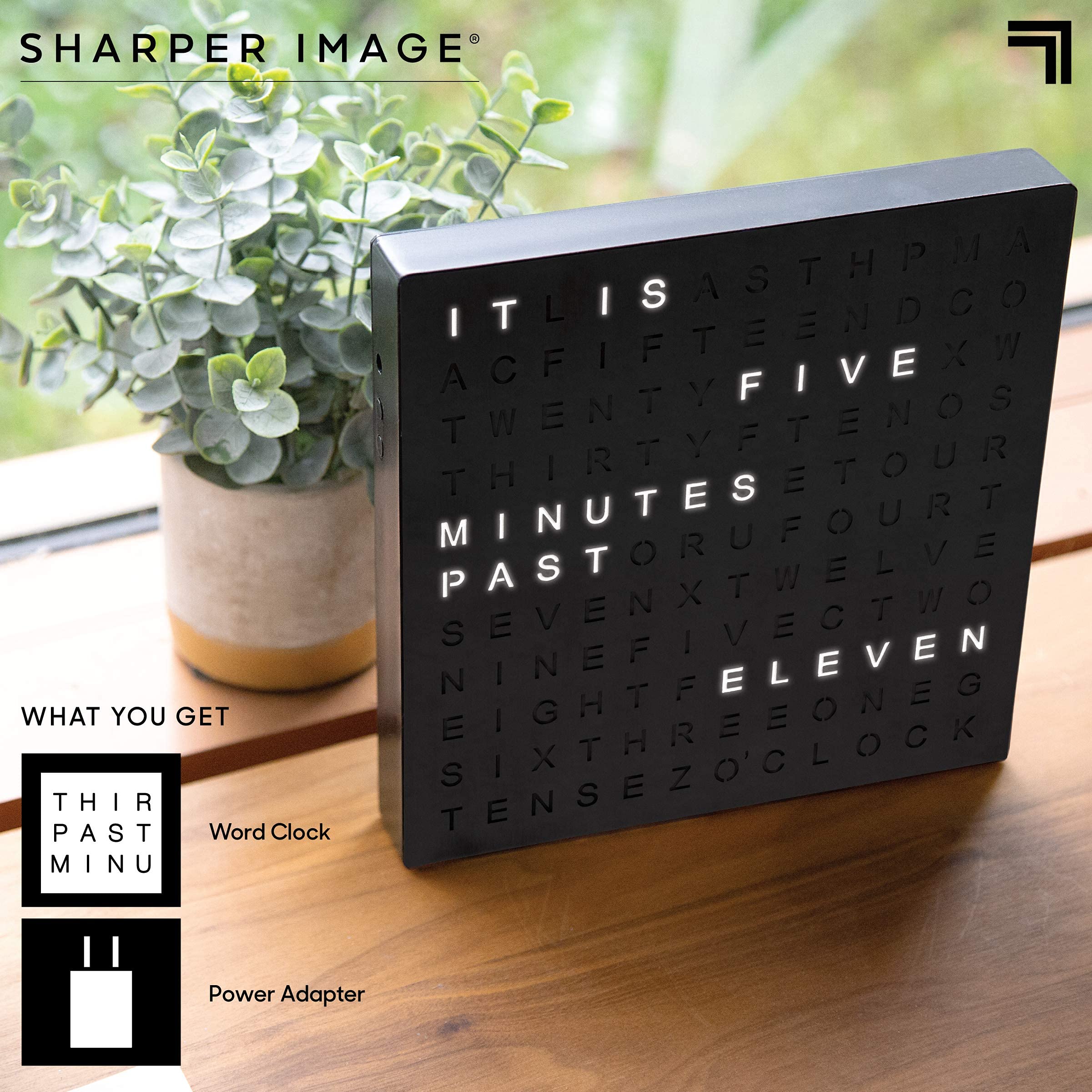 Sharper Image comparaison avec une main montrant la taille compacte et l'adaptabilité