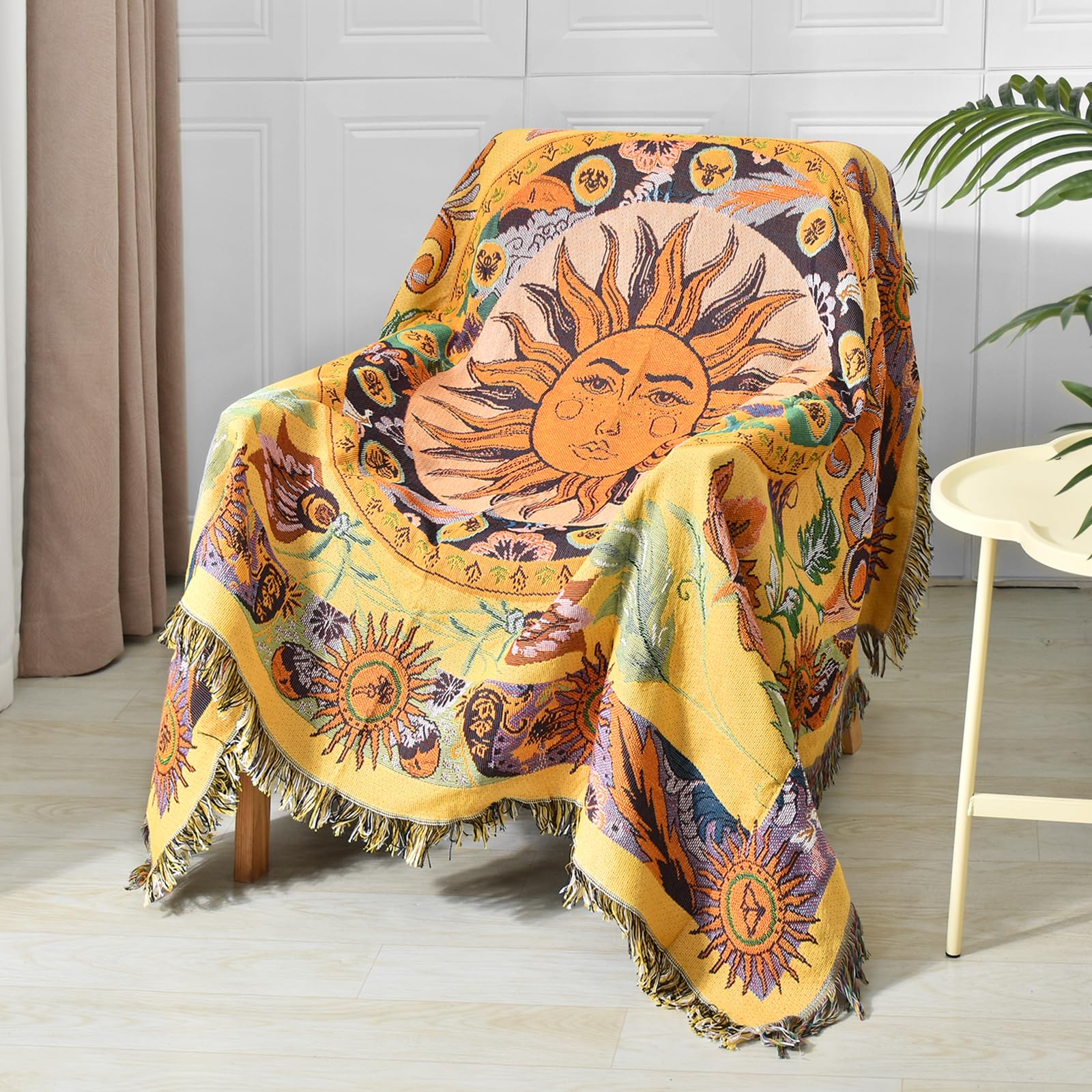 Shesyuki face avant du plaid montrant motif bohème et confort décoratif