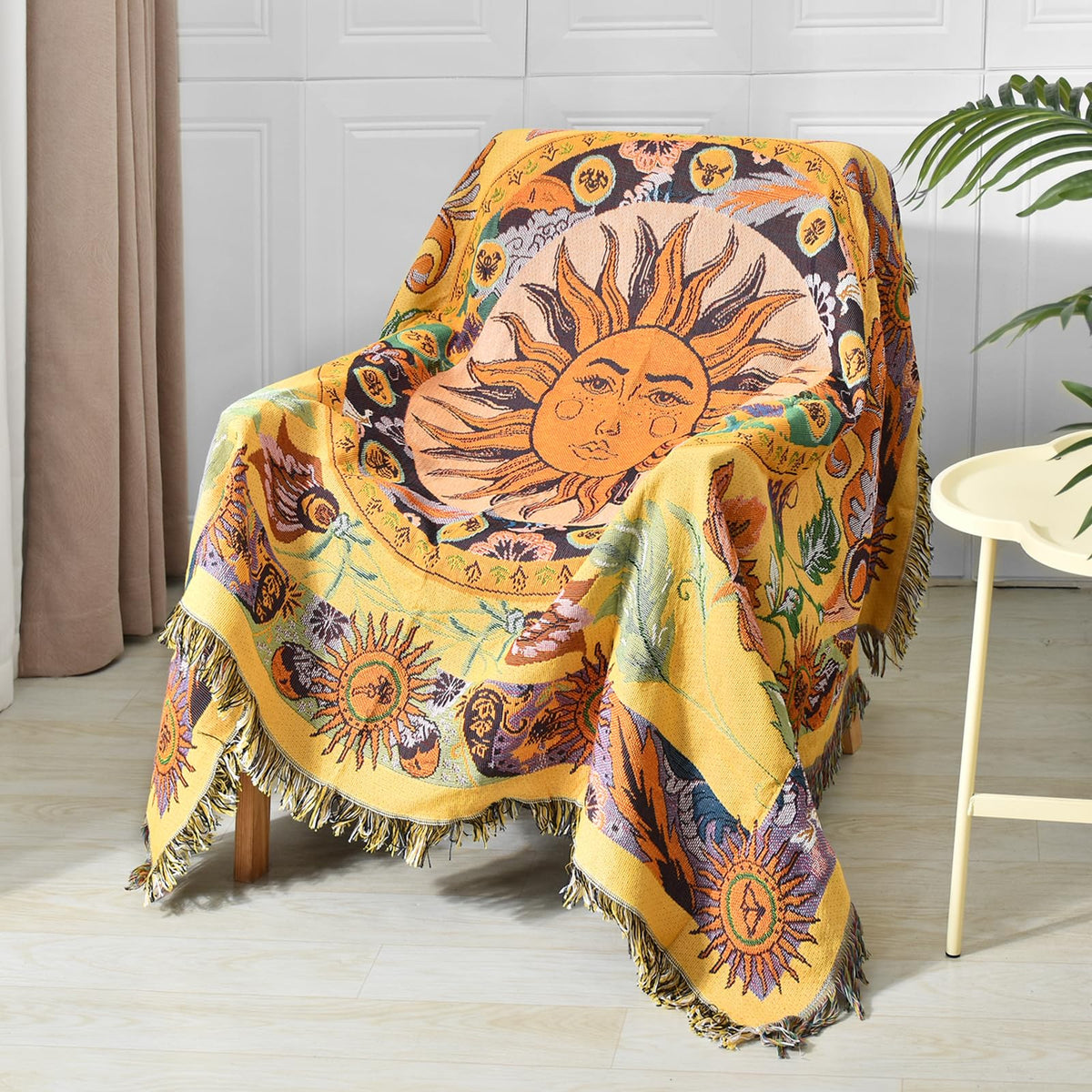 Shesyuki face avant du plaid montrant motif bohème et confort décoratif