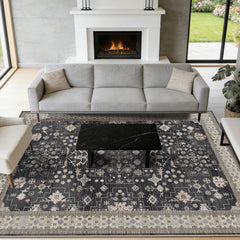shinefly vue recto du tapis 5x7 montrant motif et palette chaleureuse