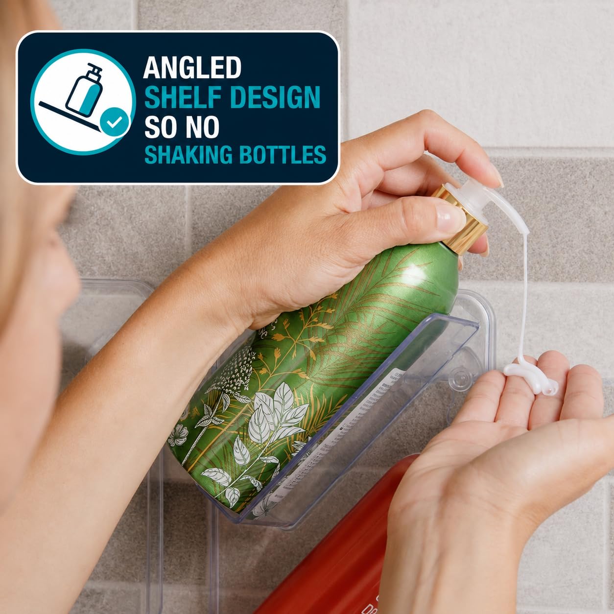 ShowerGem échelle de taille avec flacon pour visualiser capacité de stockage