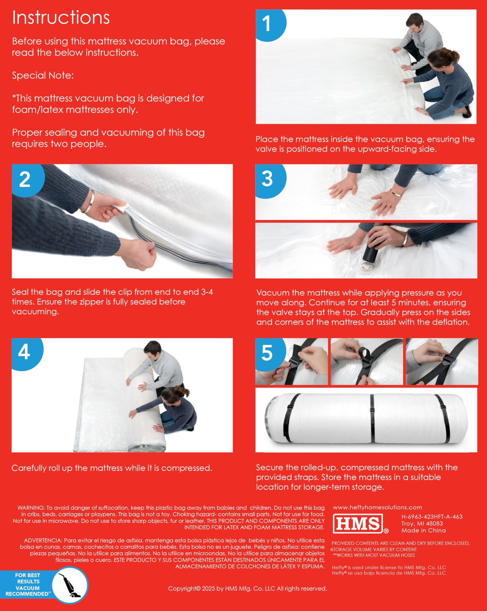 Shrink-Pak étiquette produit et instructions, installation et scellage clairs