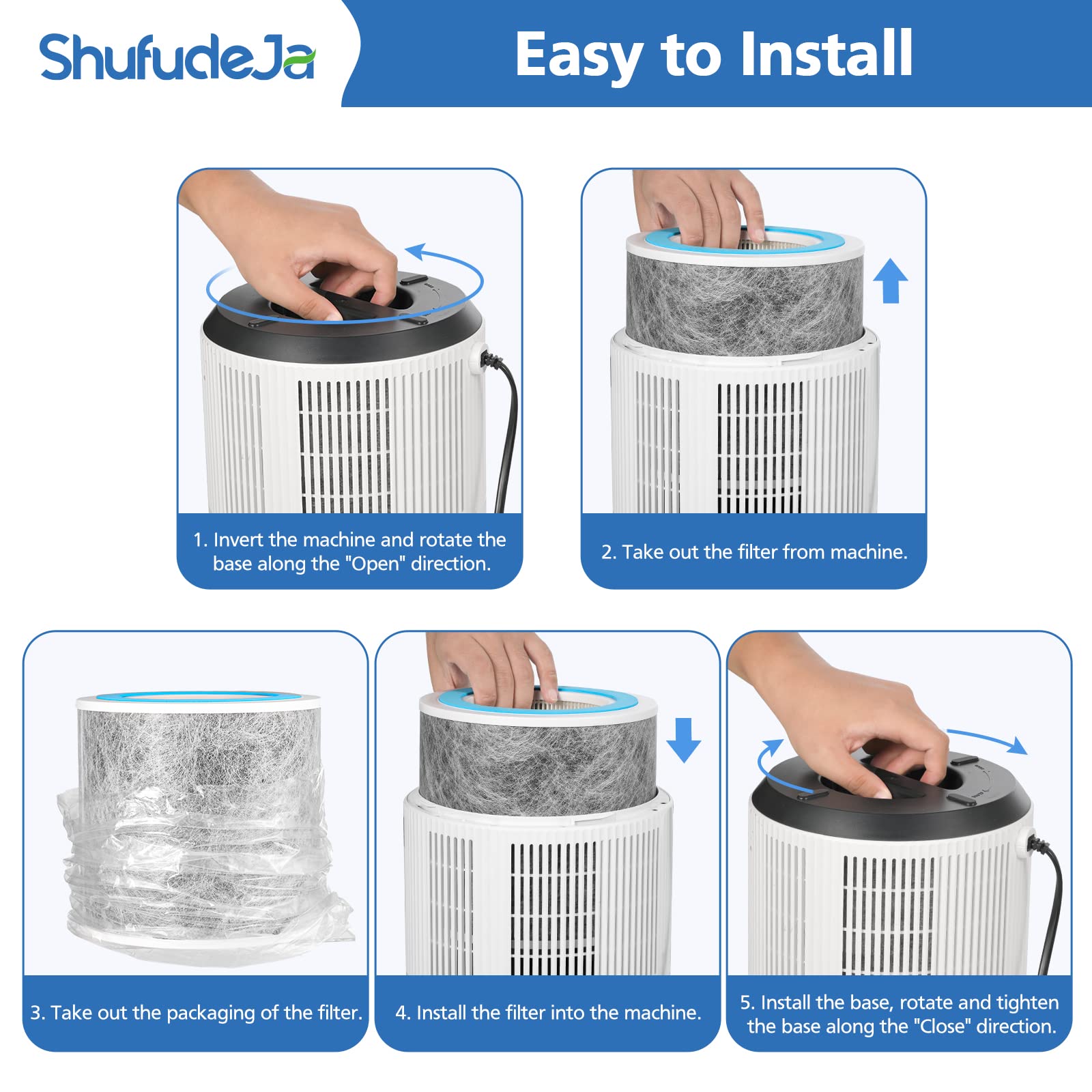 ShufudeJa emballage 2 pack mettant en avant valeur et remplacement régulier