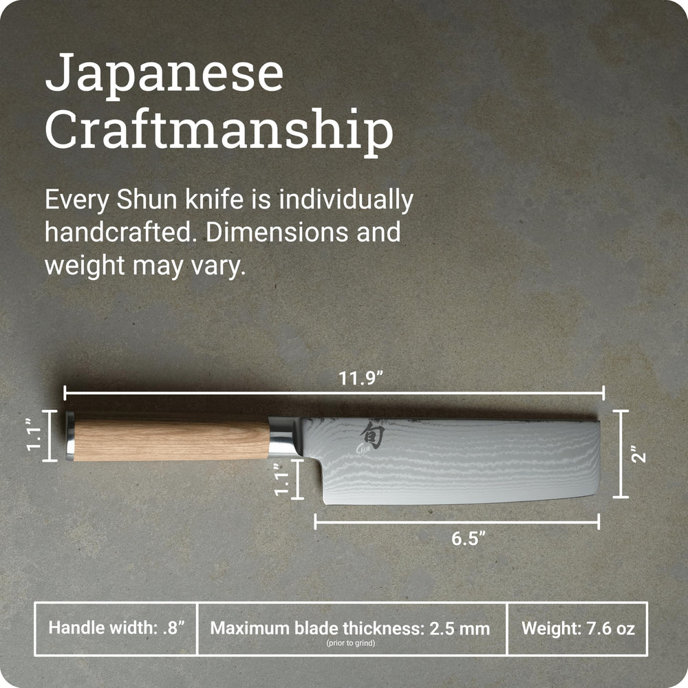 Comparaison taille Shun nakiri 6,5" pour visualiser échelle pratique