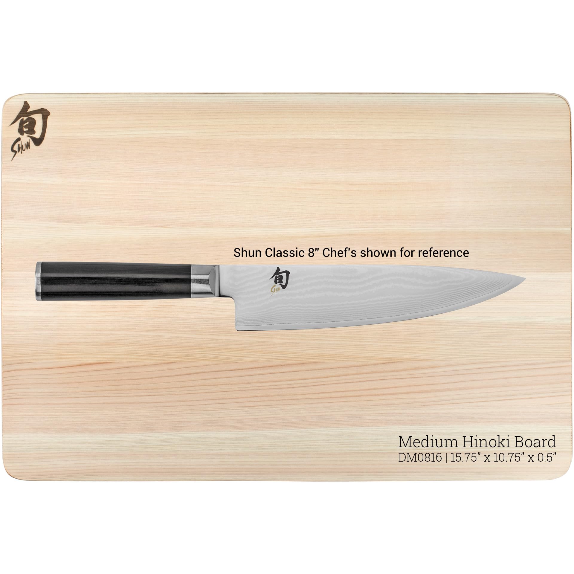 Shun planche hinoki emballage soigné et étiquette FSC, bois durable certifié