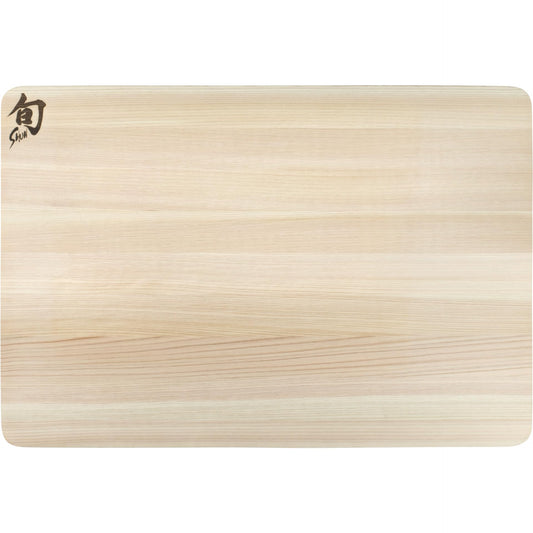 Shun planche hinoki vue avant élégante, beauté naturelle et douceur pour couteaux