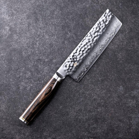 Shun Nakiri gros plan finition tsuchime montrant texture, réduit adhérence