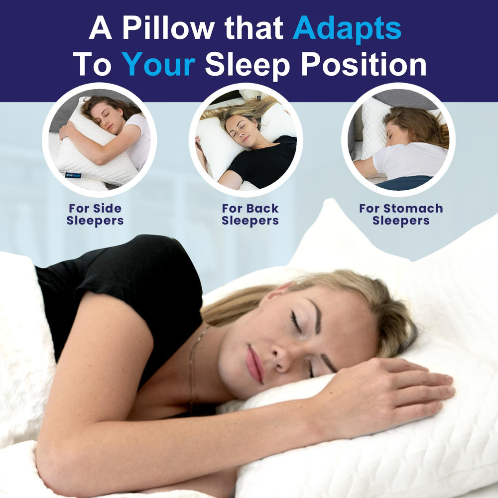 Sidney Sleep main ajustant la mousse pour personnaliser le soutien cervical