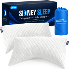 Sidney Sleep face avant du lot d'oreillers montrant l'emballage et l'apparence propre