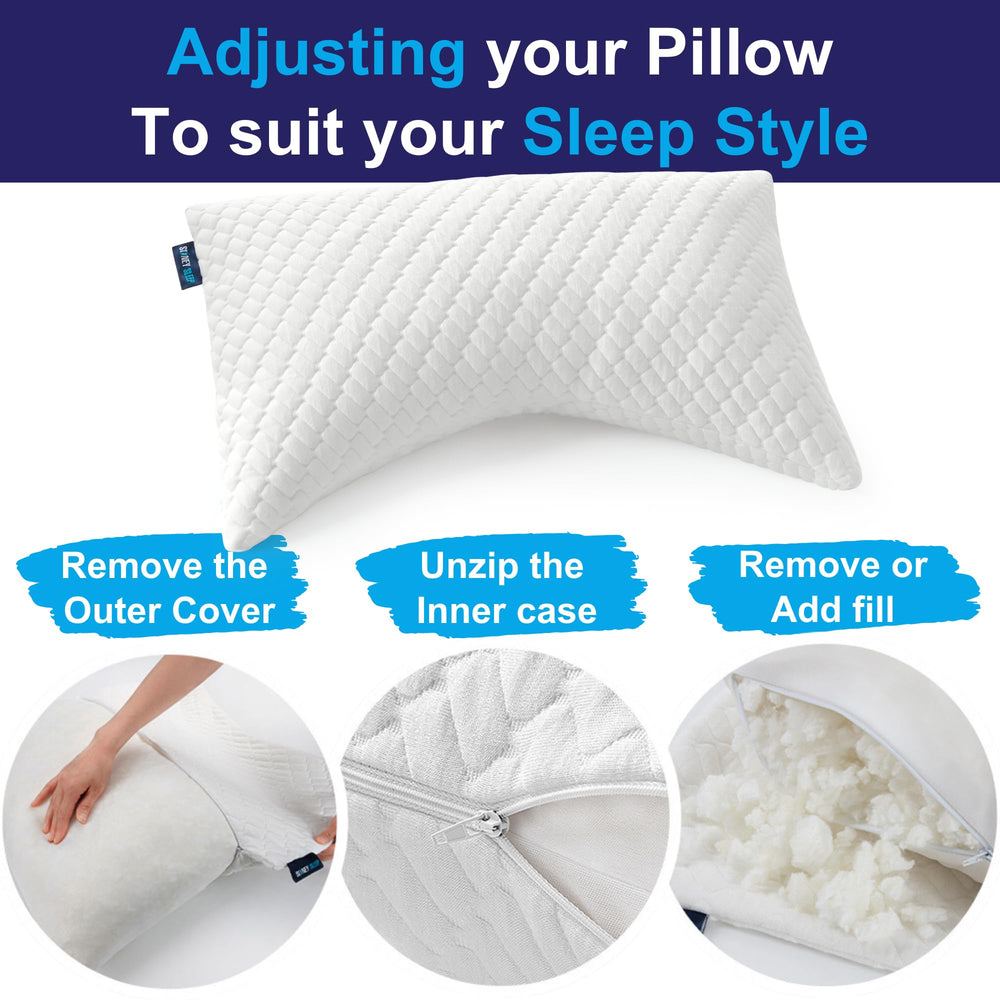Sidney Sleep oreiller déployé sur le côté montrant le profil ergonomique protecteur