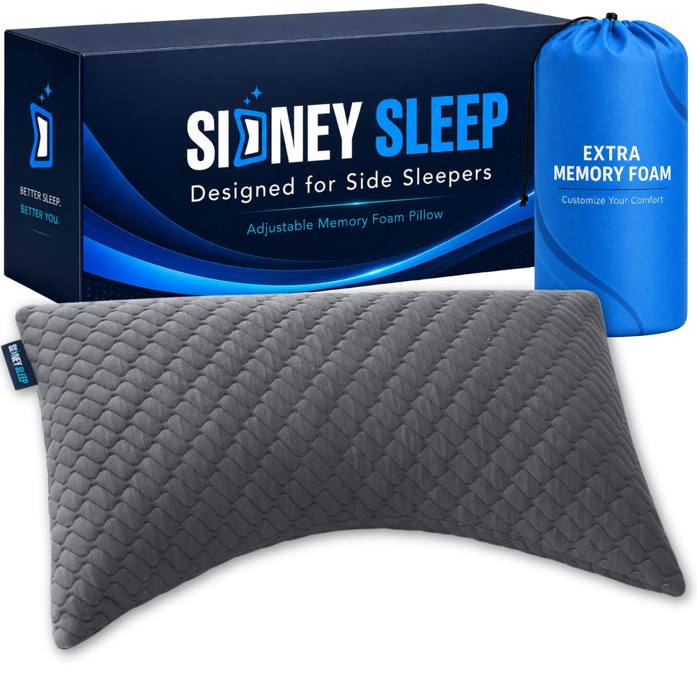 Sidney Sleep face avant oreiller Queen montrant dimensions et confort