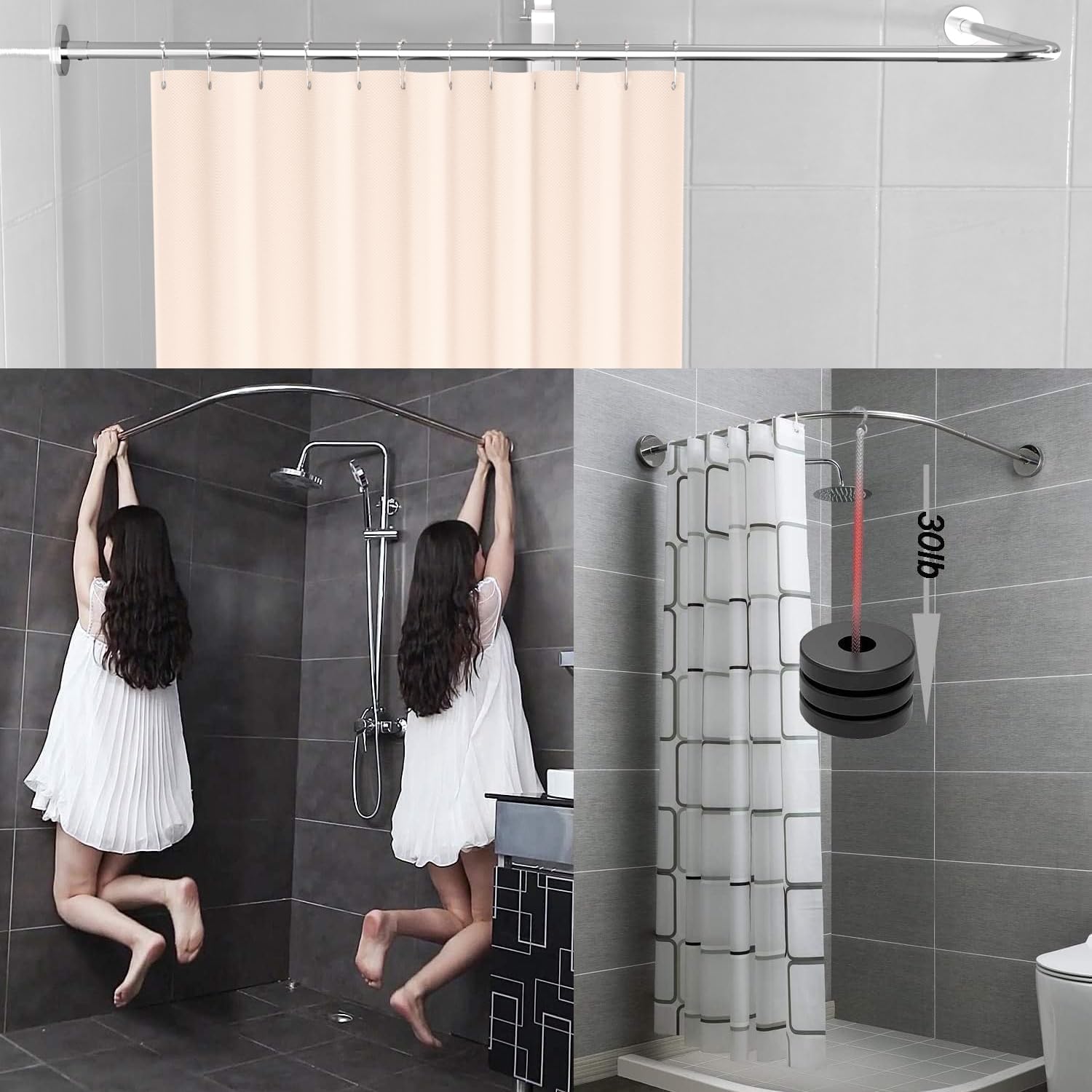 Sikaiqi tringle installée en douche démontrant usage quotidien pratique