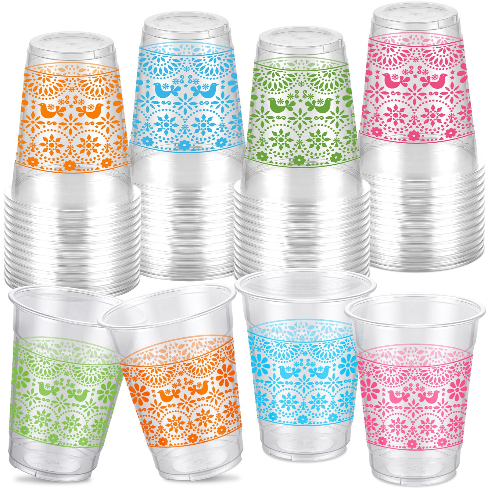 SiliFine face avant du paquet de 100 gobelets multicolores, idéal pour grandes fêtes