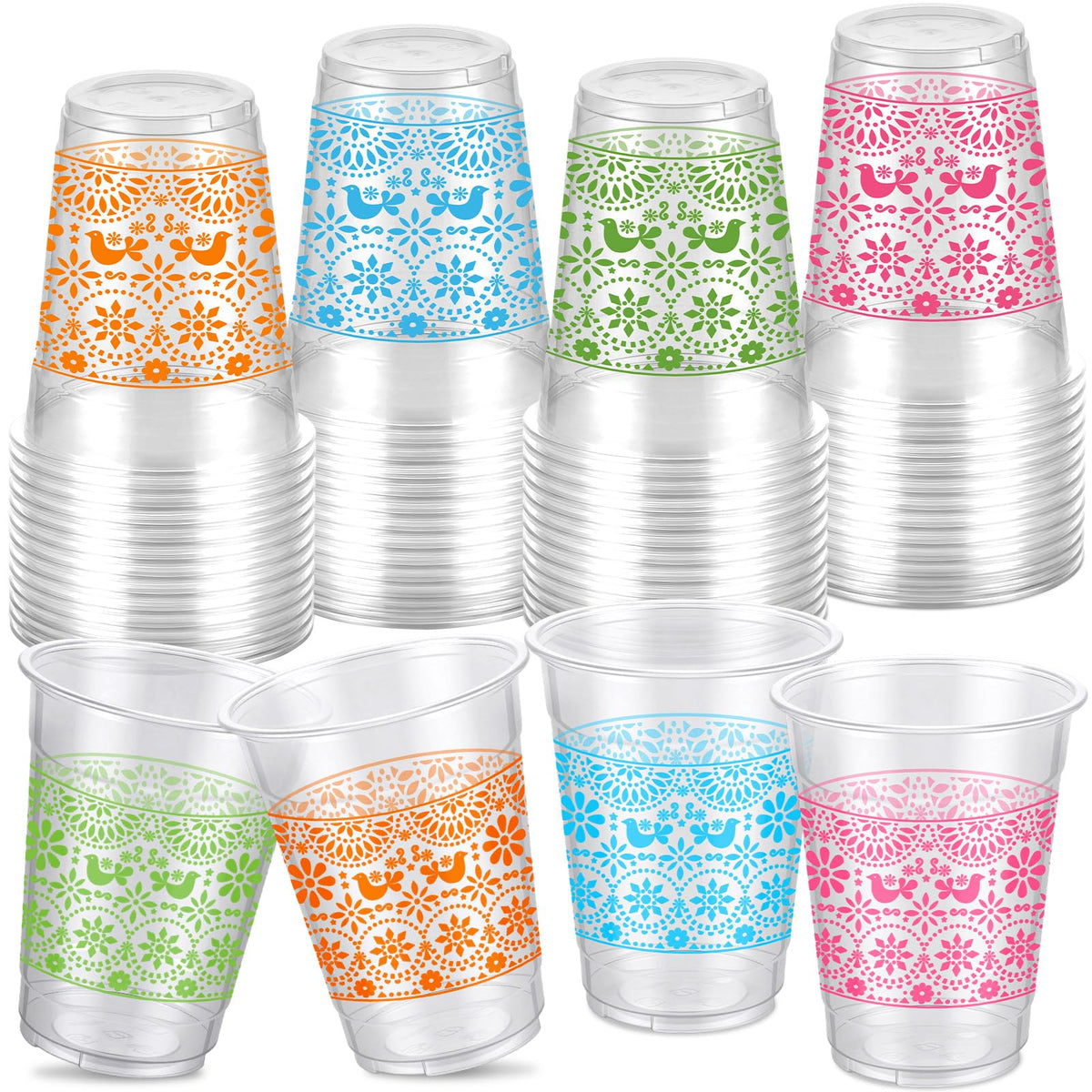 SiliFine face avant du paquet de 100 gobelets multicolores, idéal pour grandes fêtes
