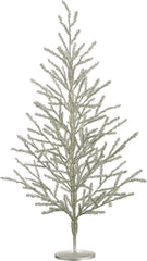 Silk Decor sapin tinsel avant emballage montrant design argent antique et gain de place