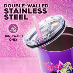 Silver Buffalo tumbler gros plan motif Bratz, finition soignée et durable