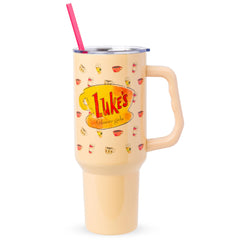 Silver Buffalo gobelet face avec logo Luke's Diner montrant design recognisable et enthousiasme fan