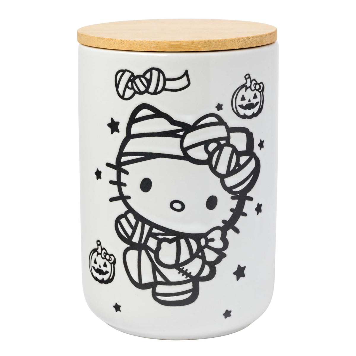 Silver Buffalo bocal avant montrant Hello Kitty momie et charme décoratif