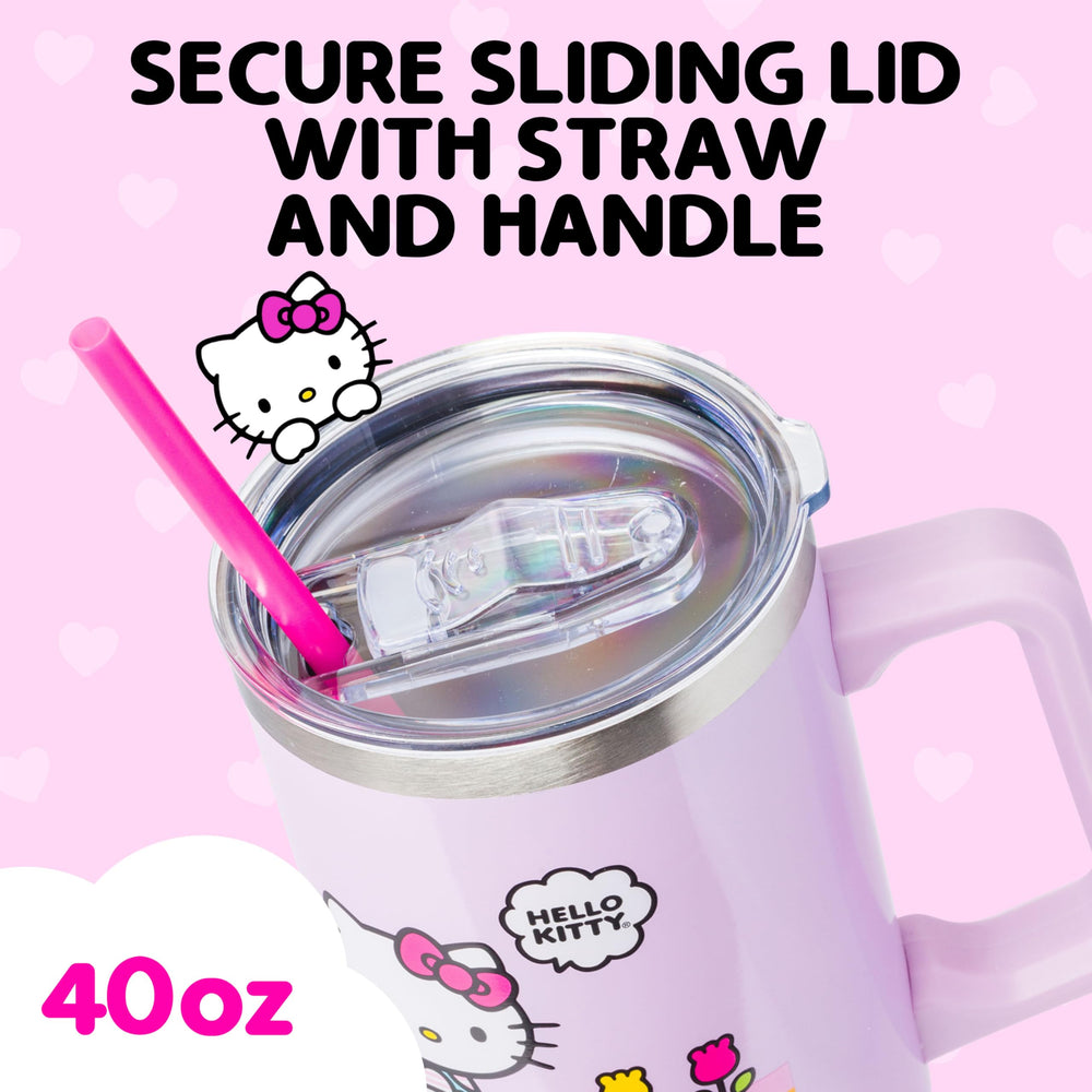 Silver Buffalo gros plan du motif floral Hello Kitty, fini soigné