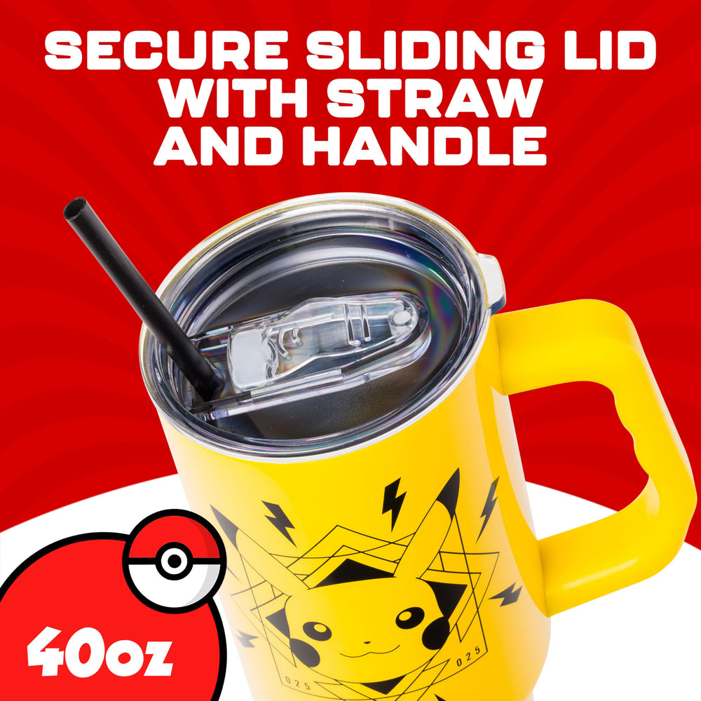 Silver Buffalo Pikachu poignée ergonomique facilitant le transport du tumbler