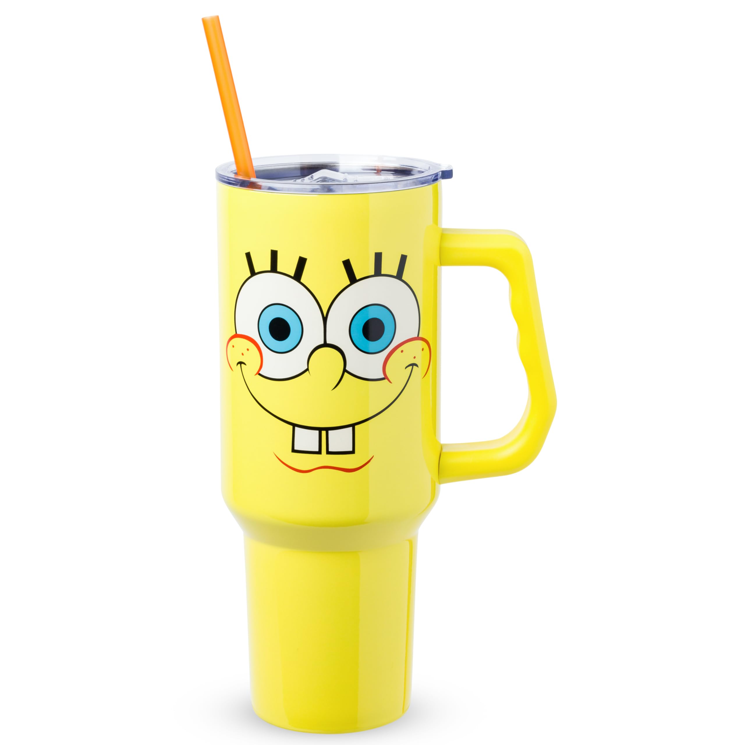 Silver Buffalo visage SpongeBob sur fond jaune montre caractère ludique