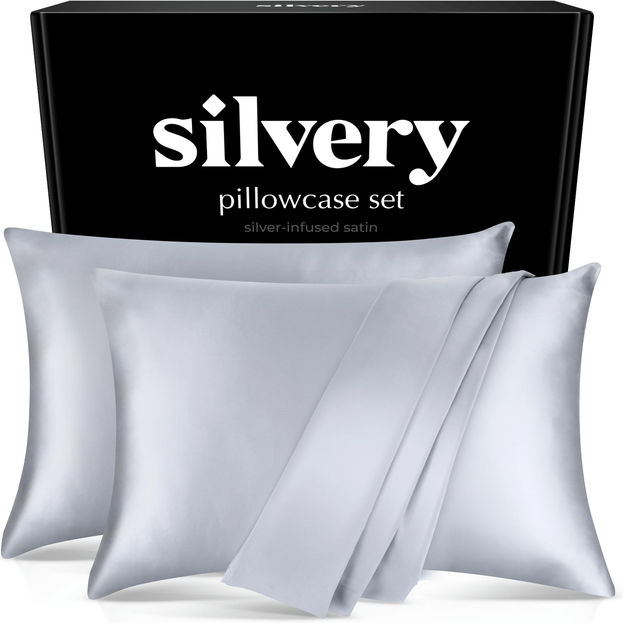 silvery taies devant emballage montrant lot de 2 et aspect soigné