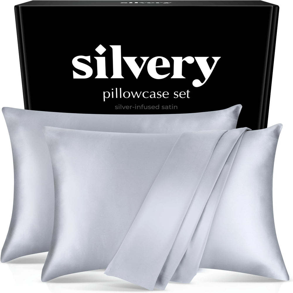 silvery taies devant emballage montrant lot de 2 et aspect soigné