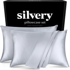 silvery taies devant emballage montrant lot de 2 et aspect soigné