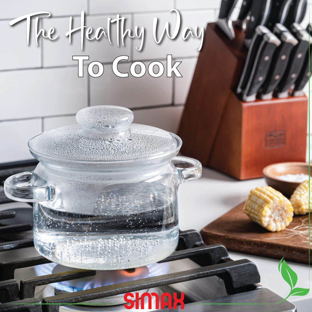 SIMAX casserole en cuisson avec légumes montrant la cuisson uniforme et le suivi visuel