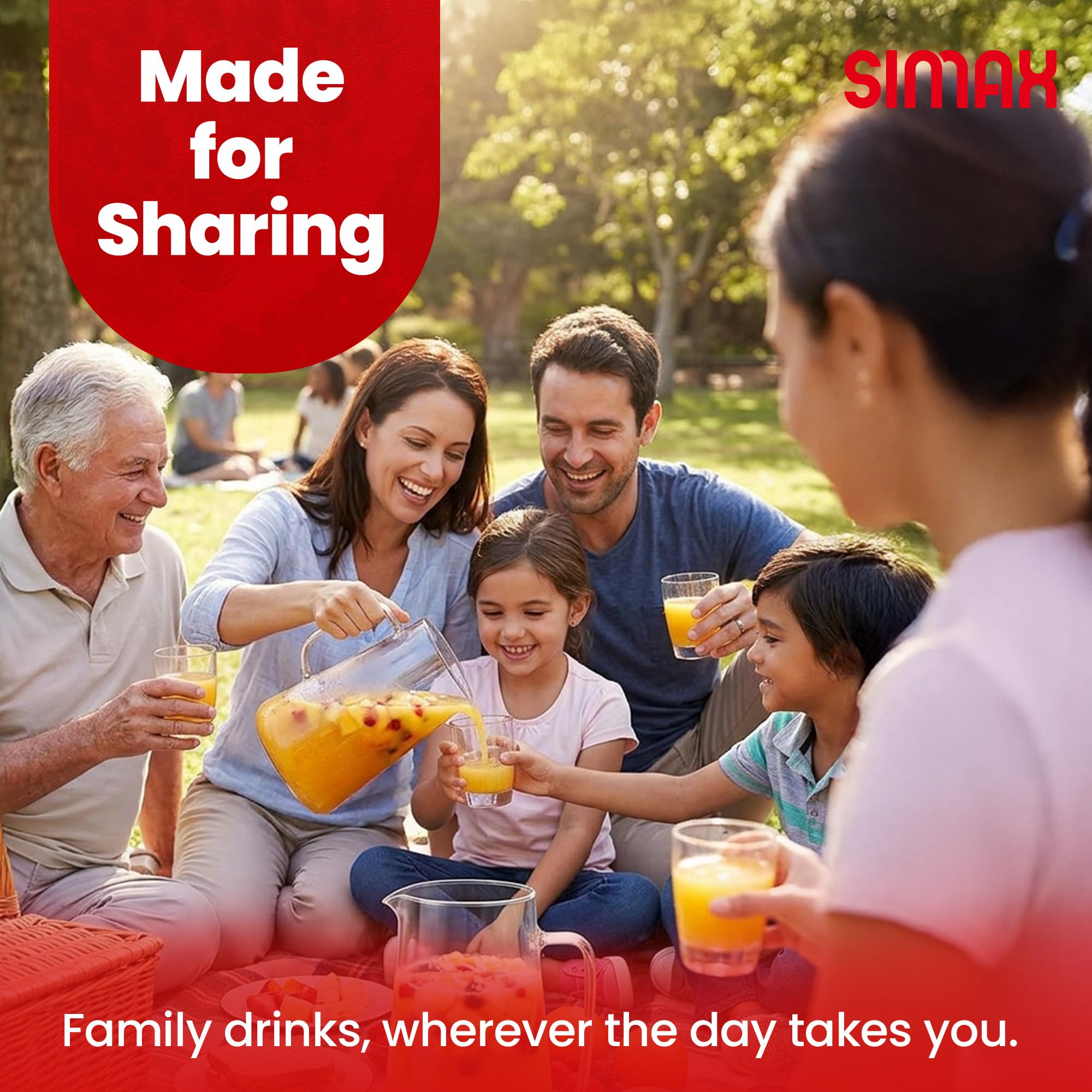 SIMAX pichet rempli d'eau infusée, met en valeur couleur boisson