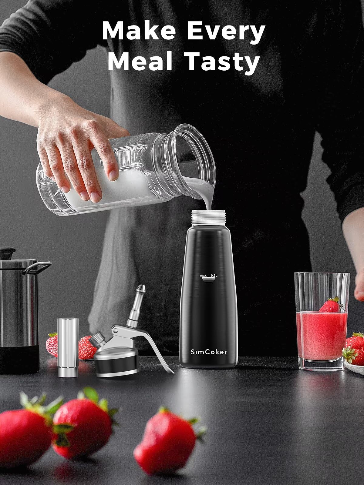 Distributeur SimCoker posé dans une cuisine moderne, présentation professionnelle et élégante
