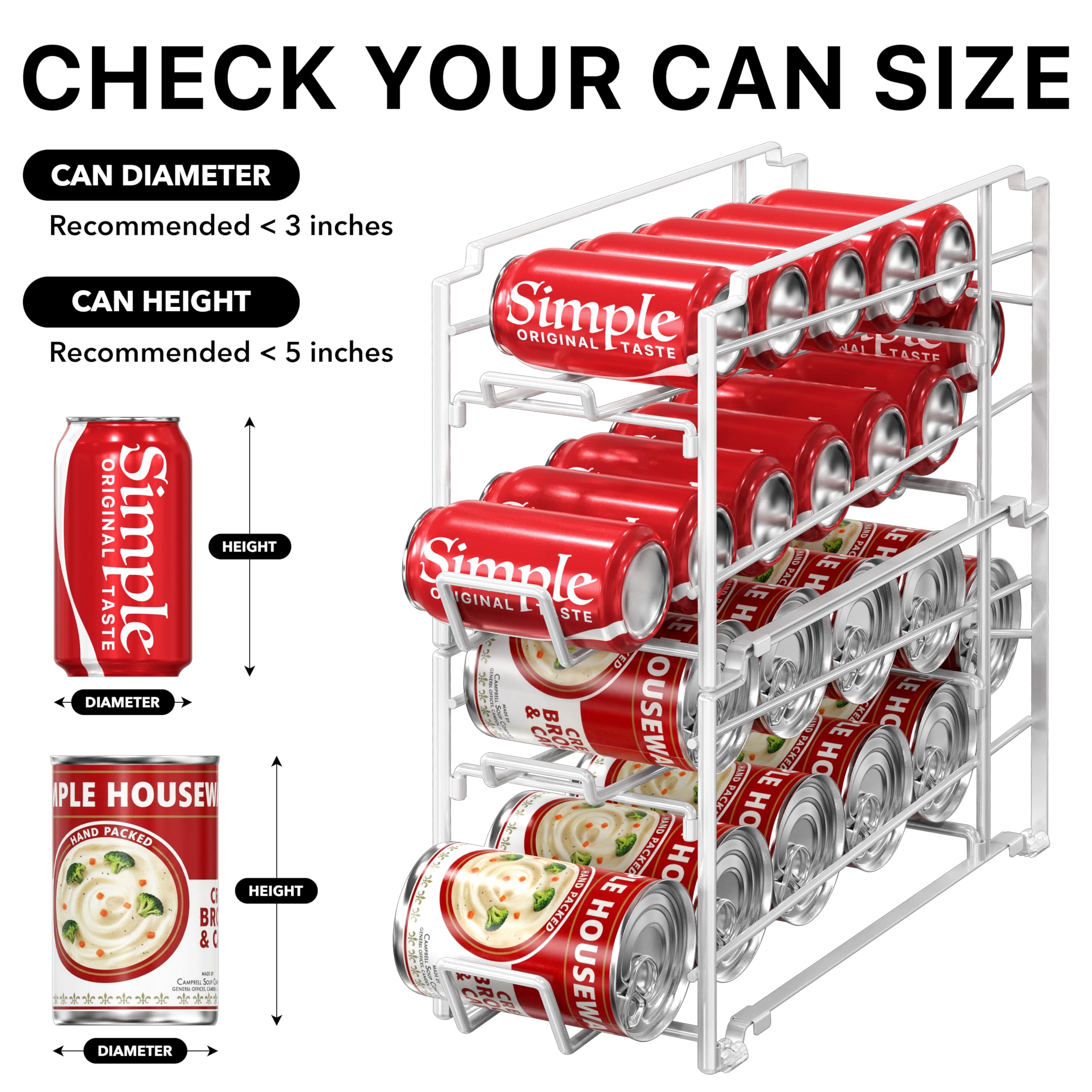 Simple Houseware comparaison taille à côté de canettes pour montrer capacité claire