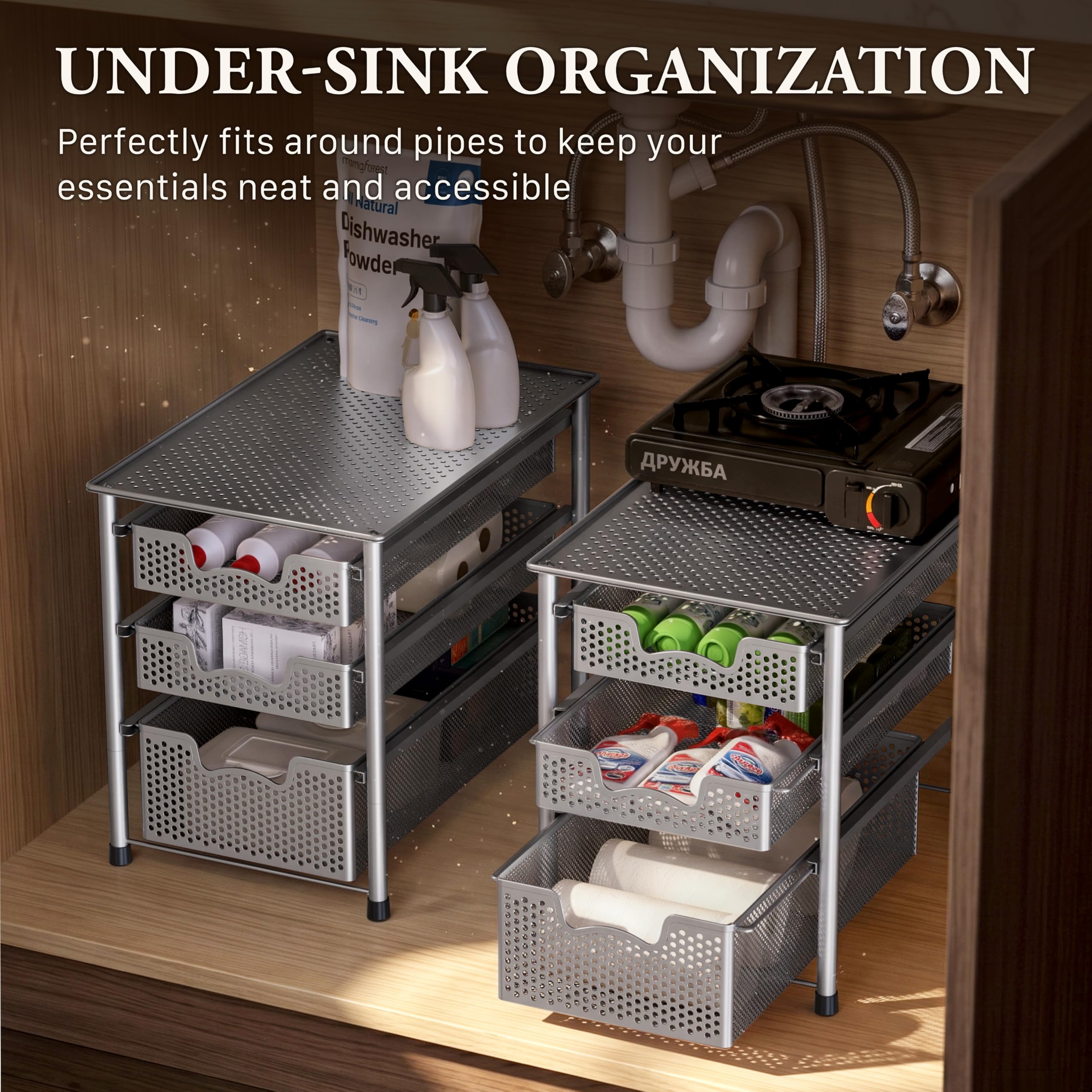 Simple Houseware deux unités empilées doublant la capacité de rangement