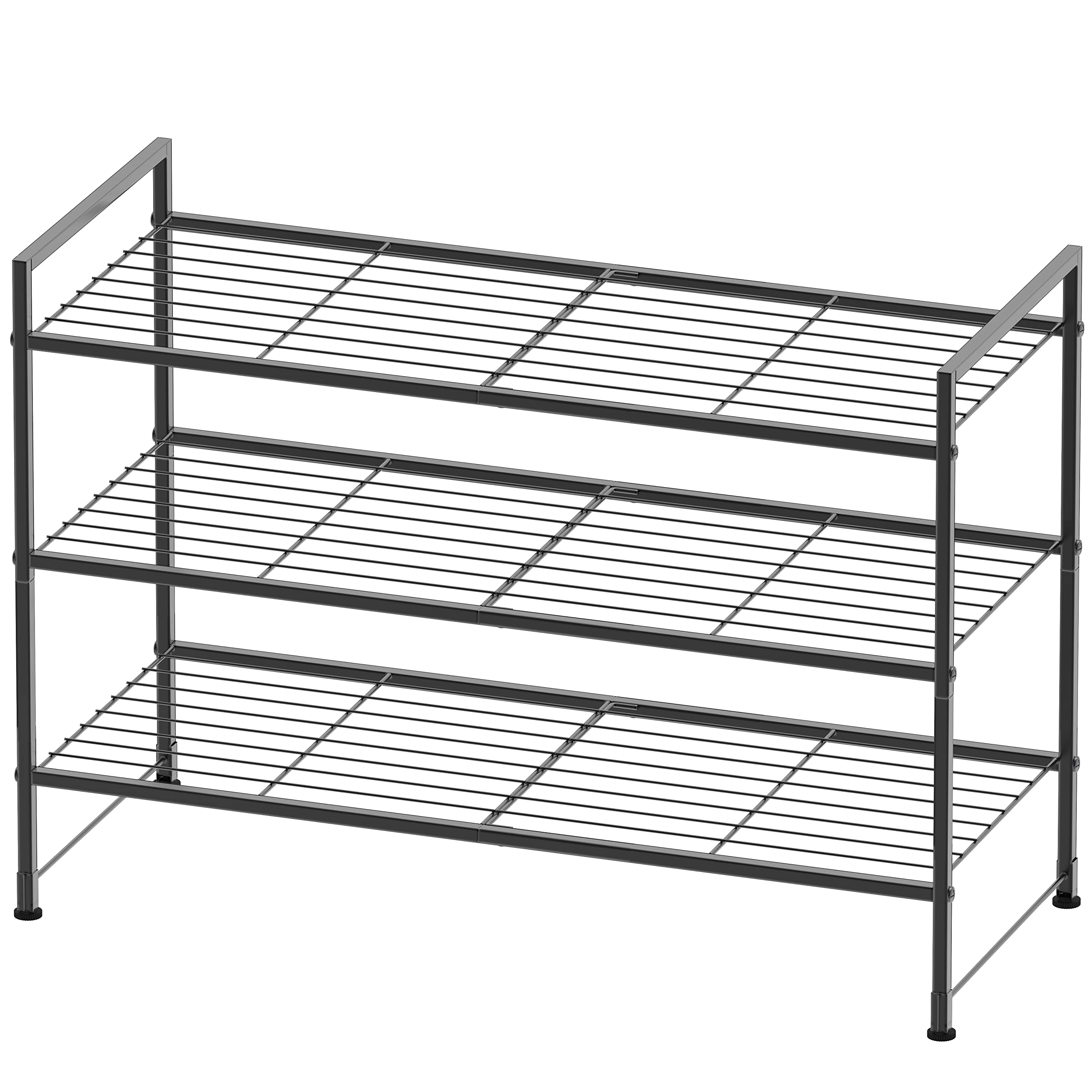 Simple Houseware vue de face du rack noir montrant rangement organisé et gain d'espace