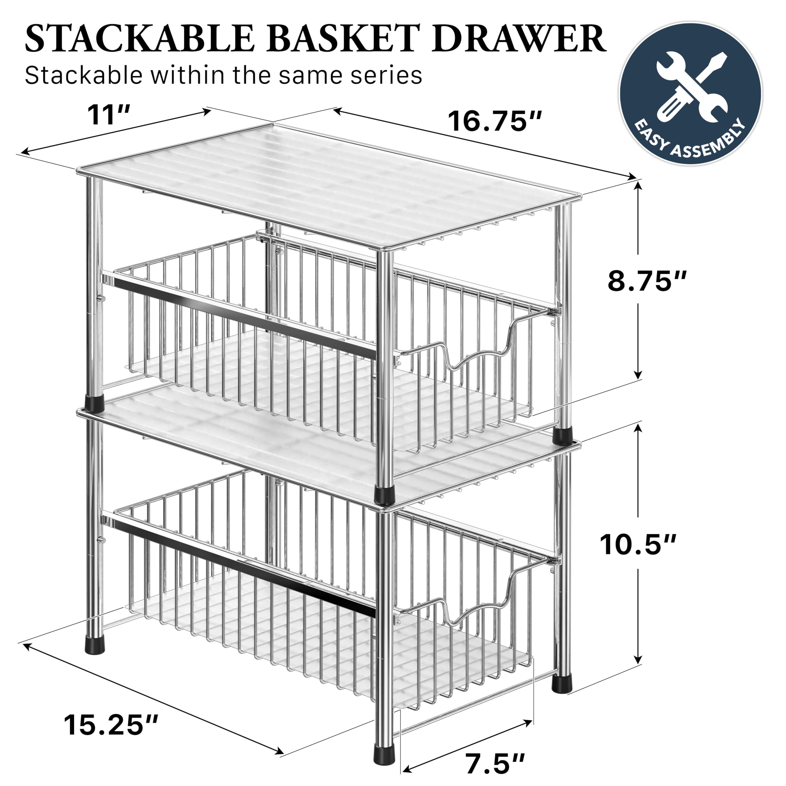 Simple Houseware panier coulissant gros plan offrant accès rapide aux objets