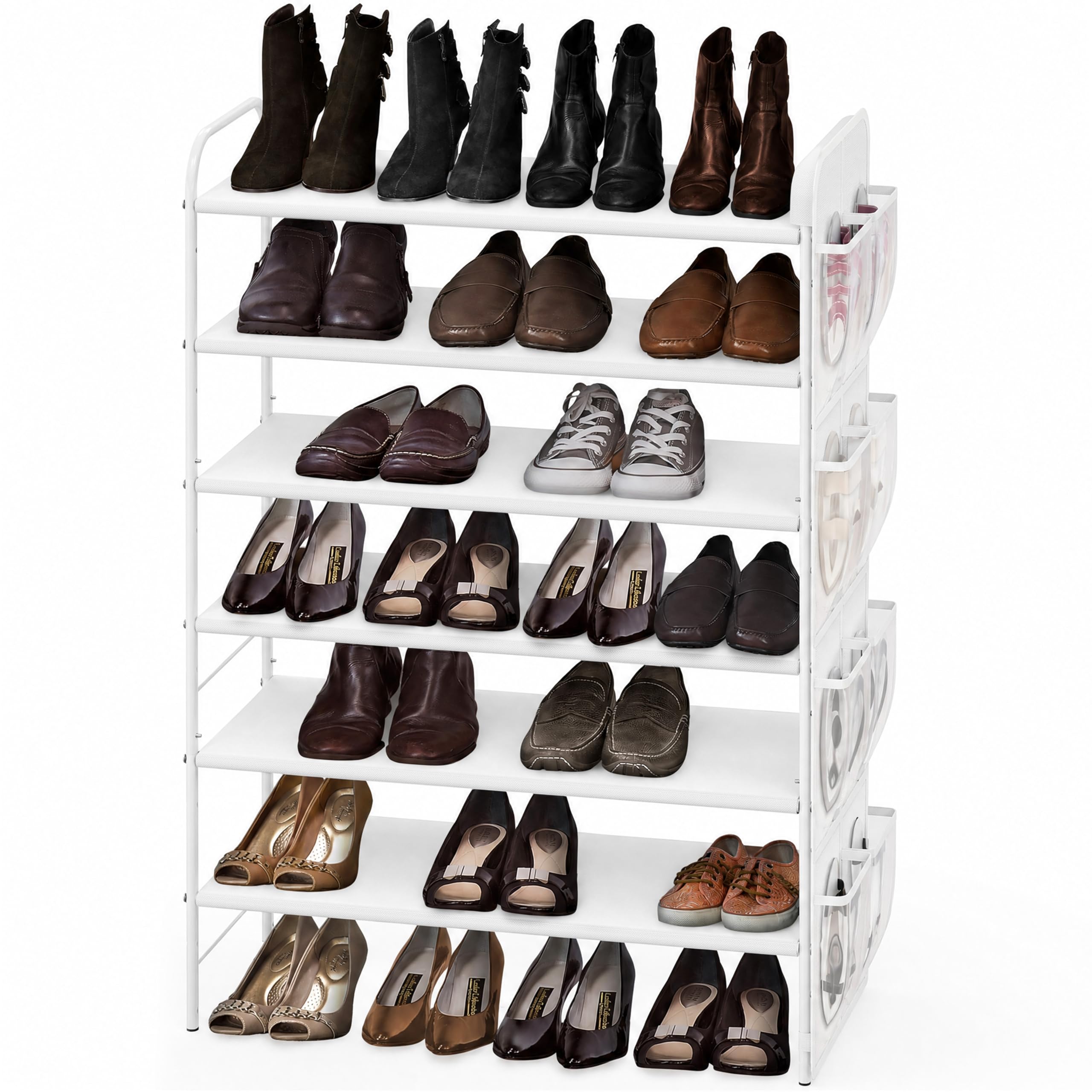 Simple Houseware vue avant du range-chaussures blanc montrant grande capacité