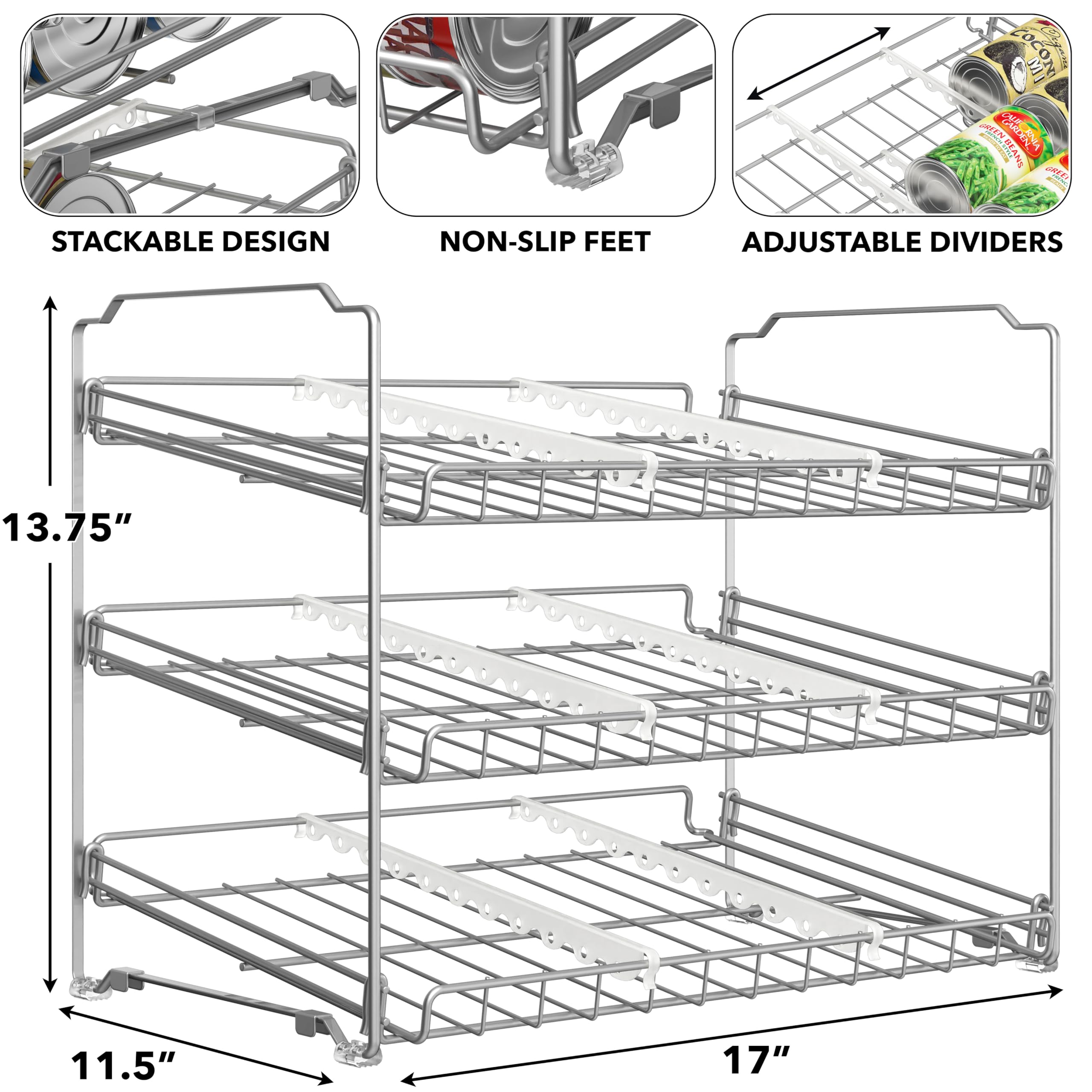 Simple Houseware gros plan sur étagère roulante pour accès FIFO pratique