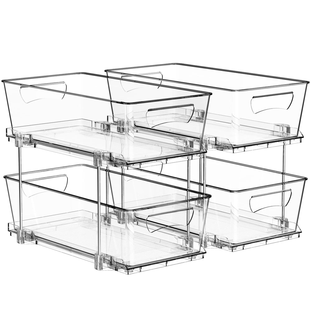 Simple Houseware face avant de l’organiseur 2 niveaux montrant gain d’espace