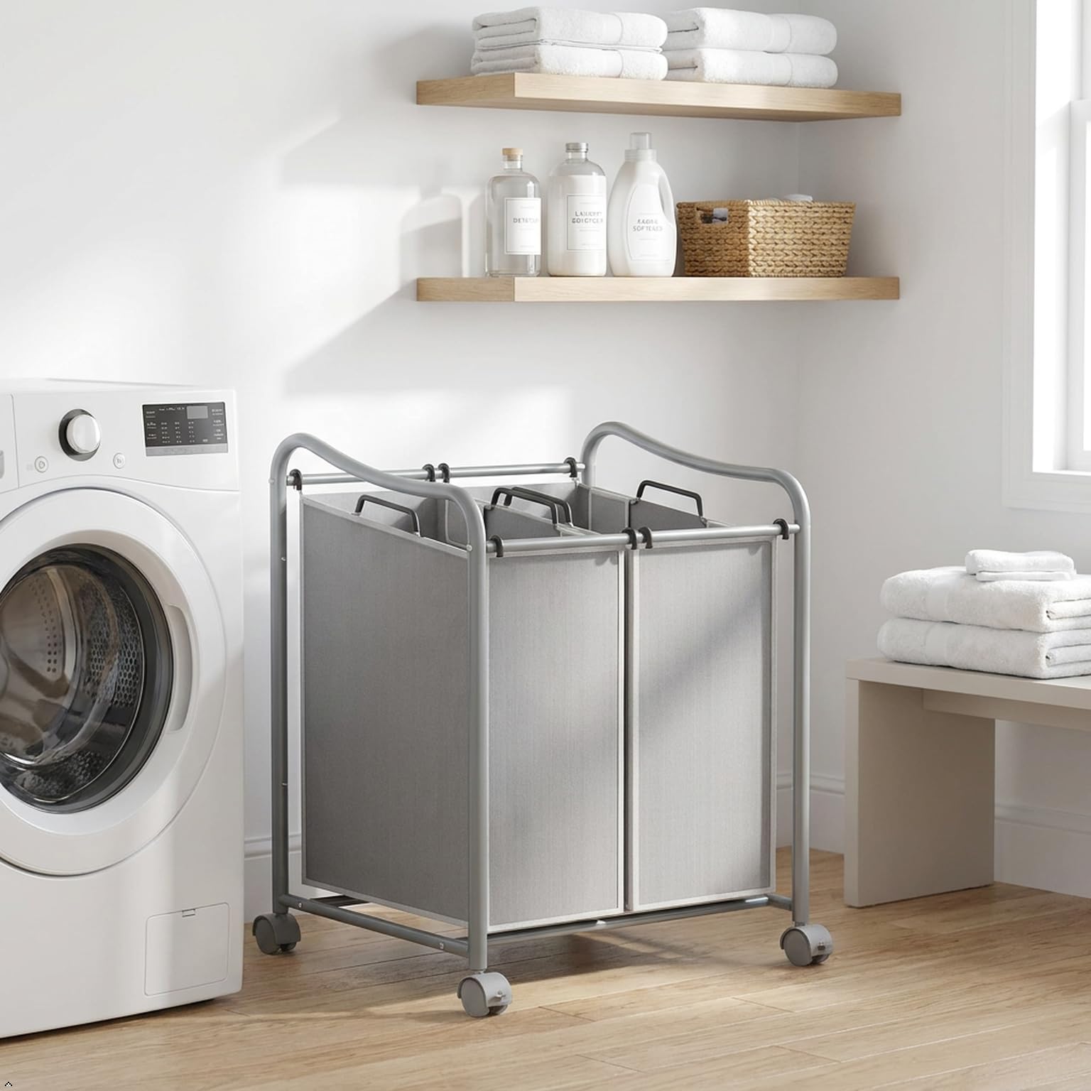 Simple Houseware mise en scène buanderie compacte pour rangement optimisé